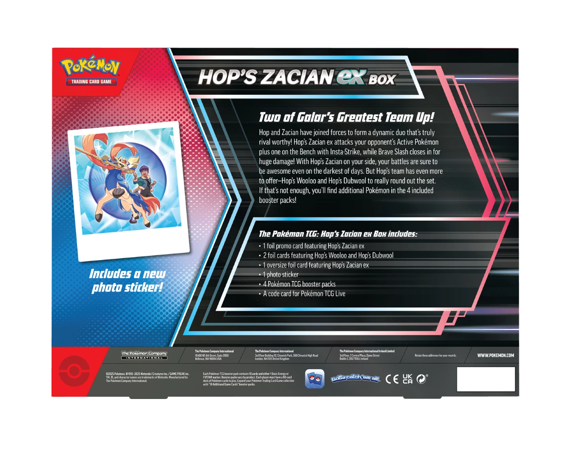Pokemon TCG: Hop's Zacian Ex Box