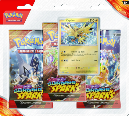 Pokemon TCG: Surging Sparks 3 Pack Blister - Zapdos