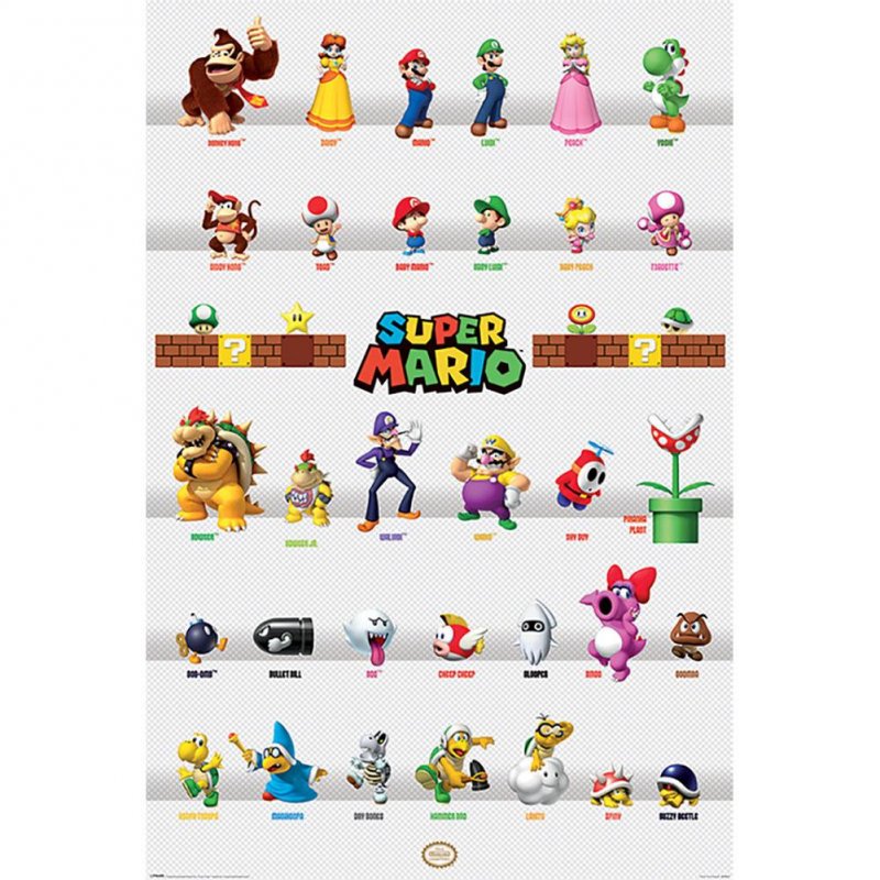 Super Mario Character Parade Poster